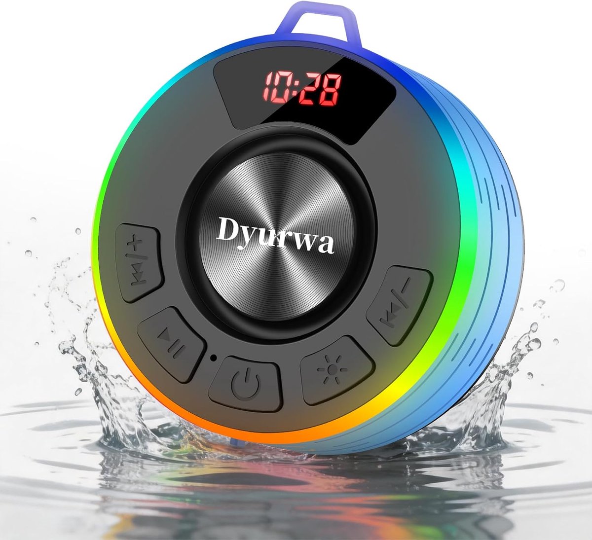 SnelShoppen - Bluetooth Shower Speaker - Bluetooth 5.3 Draadloze Speaker met Stereo Geluid - 10 Uur Accuduur - IP7 Waterdicht - RGB Verlichting - Draa