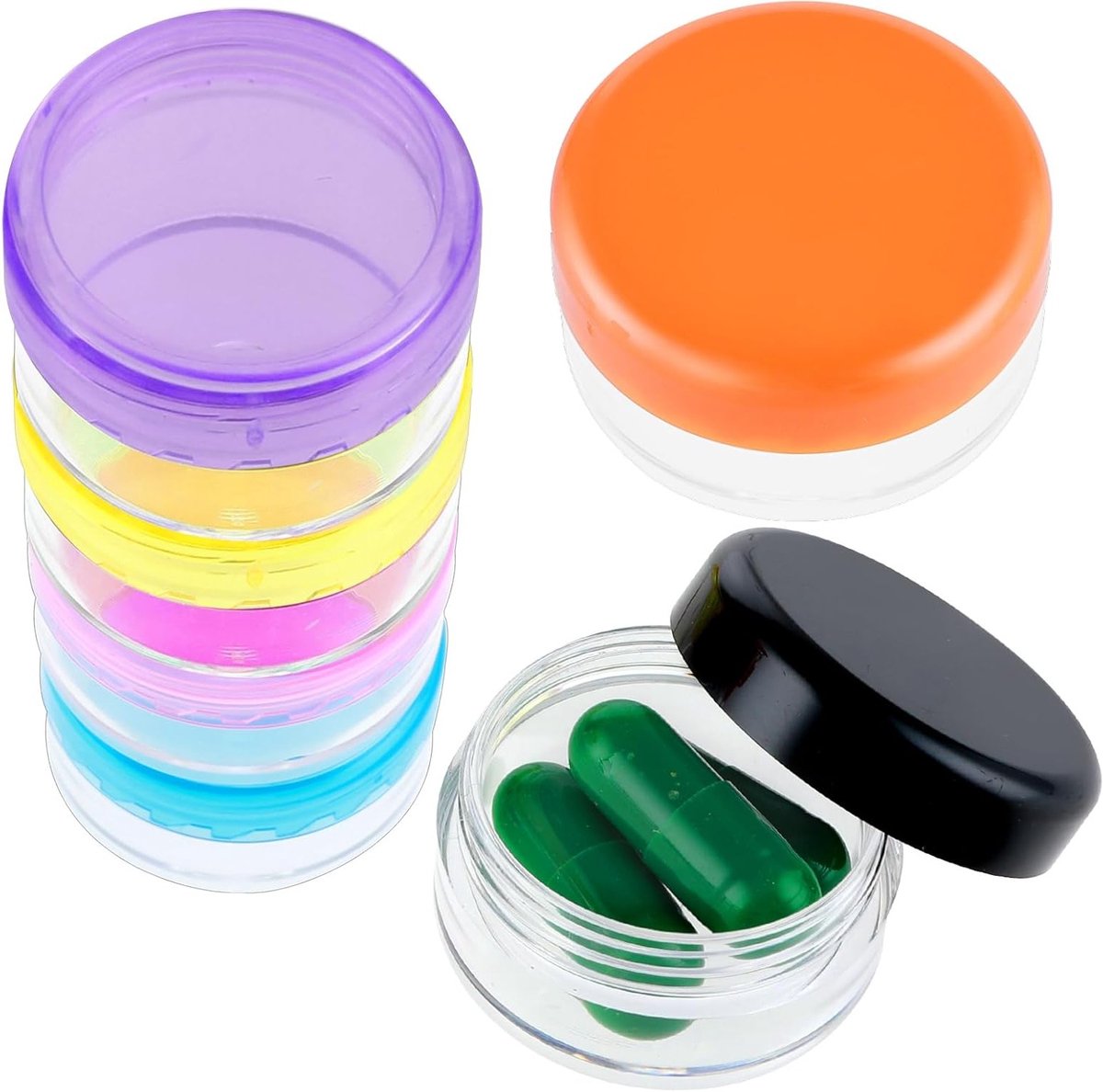 6 Stuks Kleine Pillen Organizer Box, Draagbare Pillenhouders voor Reizen, Mini Medicijn Containers, BPA-vrij, Ideaal voor Tas en Portemonnee