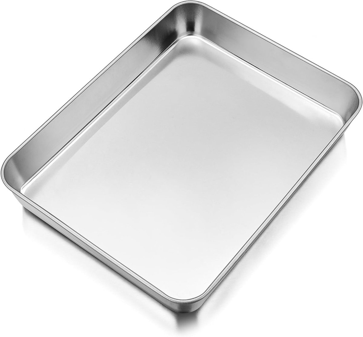 Diepe bakplaat van roestvrij staal, rechthoekige bakpan 26.5 x 20.5 x 4.8 cm, ideaal voor cake, lasagne en brownies, eenvoudig schoon te maken en gezond koken