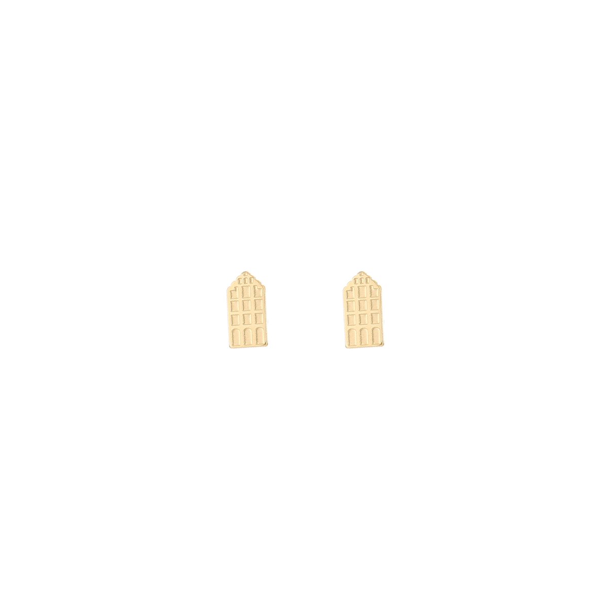 Stainless Steel Amsterdam Grachtenpand Oorknopjes – Minimalistische & Typisch Nederlandse Studs - RVS - Goud