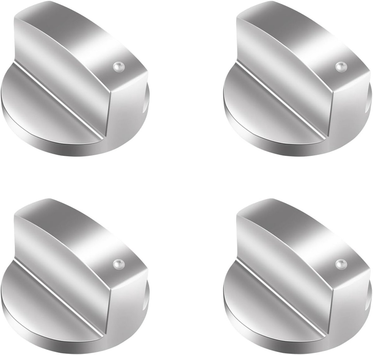 Universele Gas Knoppen voor Keuken en Oven - 4 Stuks, 6 mm, Geschikt voor Gasfornuis en Kookplaat, Zilver