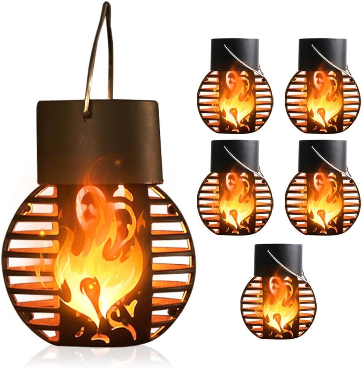 SnelShoppen - Solar Flame Light - Buitenlamp met Vlam Effect - Weerbestendige Hanglamp - IP65 Waterproof Tuinverlichting - Perfect voor Tuin, Camping