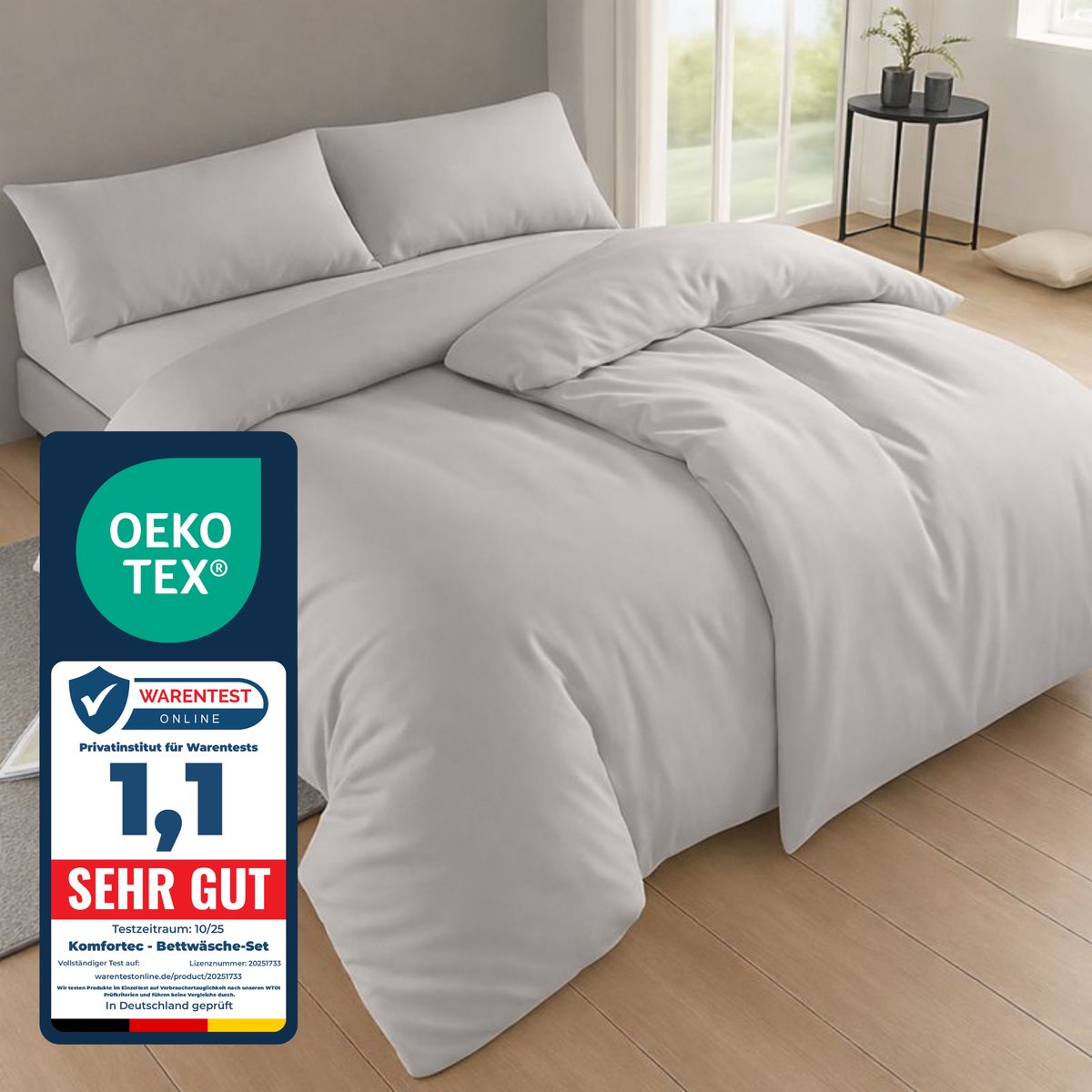 Komfortec Premium Dekbedovertrek 2x135x200 cm + Kussensloop 2x40x80 cm - 100% Microvezel - 90 g/m² - 4-Delige Superzachte Beddengoedset - met Rits - Grijs