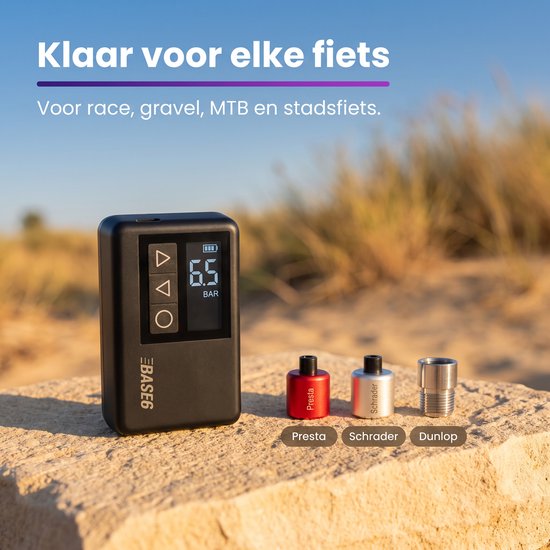 BASE6® Elektrische Fietspomp XS - 108 gram - Draagbaar - Smart Digitaal Display - Mini Luchtcompressor - Koersfiets - Racefiets - Gravelbike - Sportfiets - Stadsfiets - Mountainbike - Scooter - Ballen - USB-C Oplaadbaar - Presta/Schräder/Dunlop van Merkloos — afbeelding 5