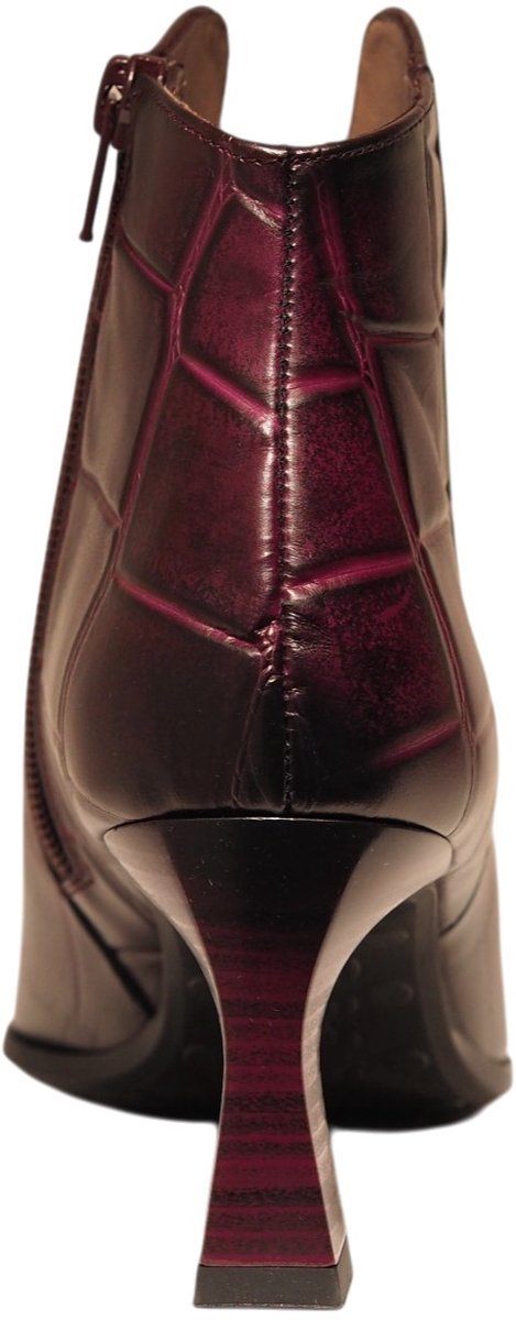 Hispanitas bordeaux leren enkellaarzen met croco print