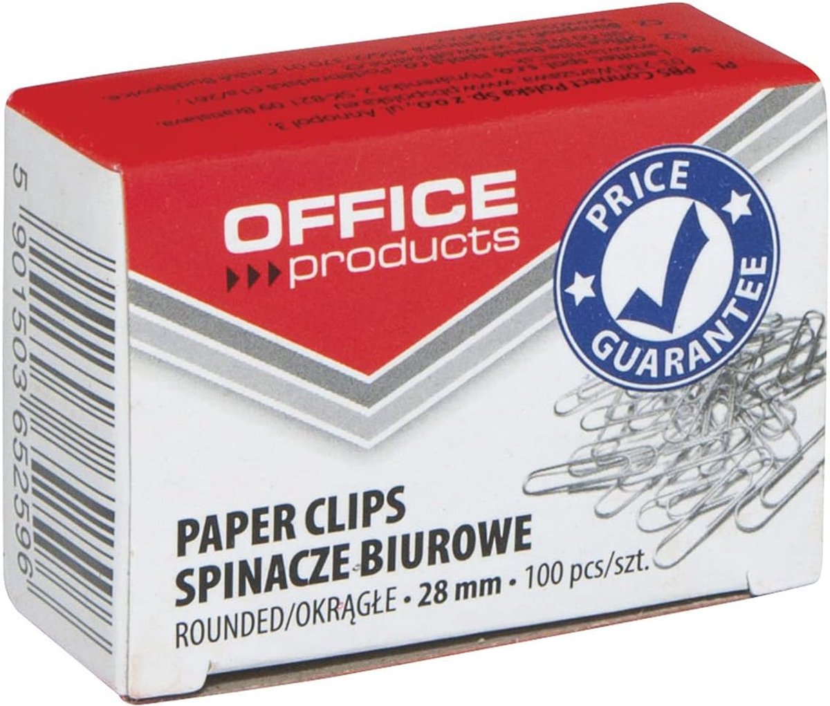 SnelShoppen - Paperclips - Metalen Klemmen - 28mm - 100 Stuks - Zilveren Kleur - Perfect voor Kantoor, School en Organisatie