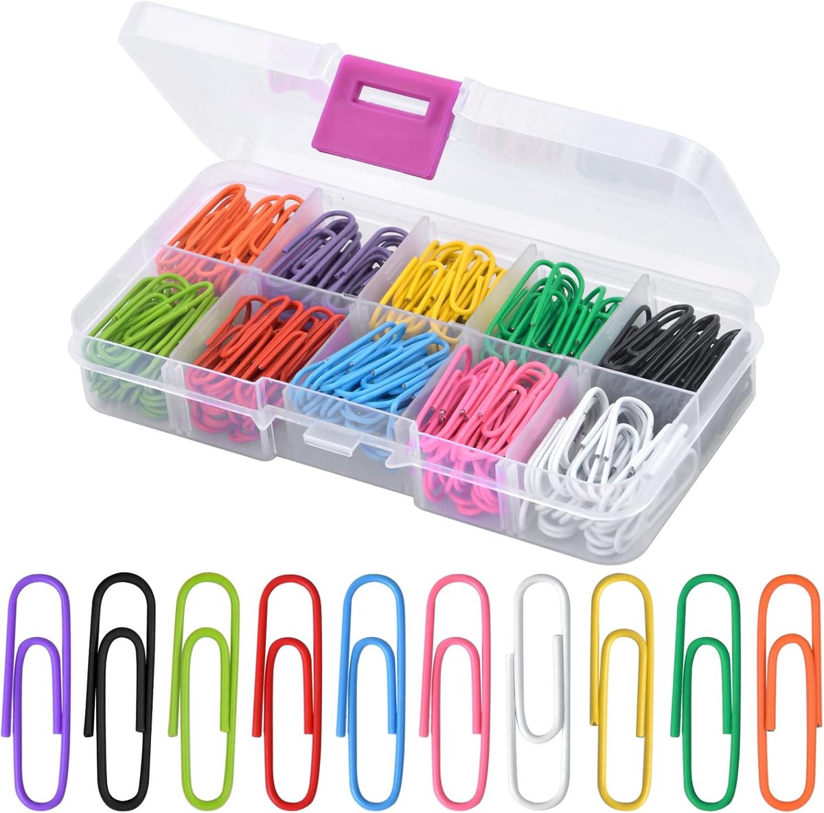 SnelShoppen - 250 Stuks Kleurige Paper Clips 28mm - Sterke Metaal Paperclips met Opbergdoos - Perfect voor Kantoor, School en Persoonlijk Gebruik