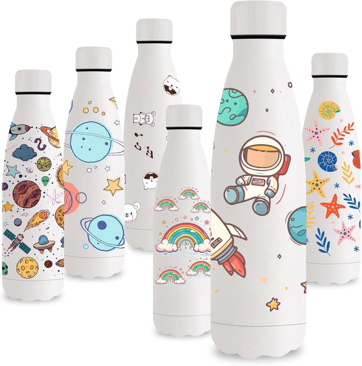 SnelShoppen - Thermosfles 500 ml BPA-vrij, Lekvrij, RVS voor Warme Dranken, Uniek 3D Print Ontwerp, Wit, Ideaal voor School, Sport, Gym, Fietsen
