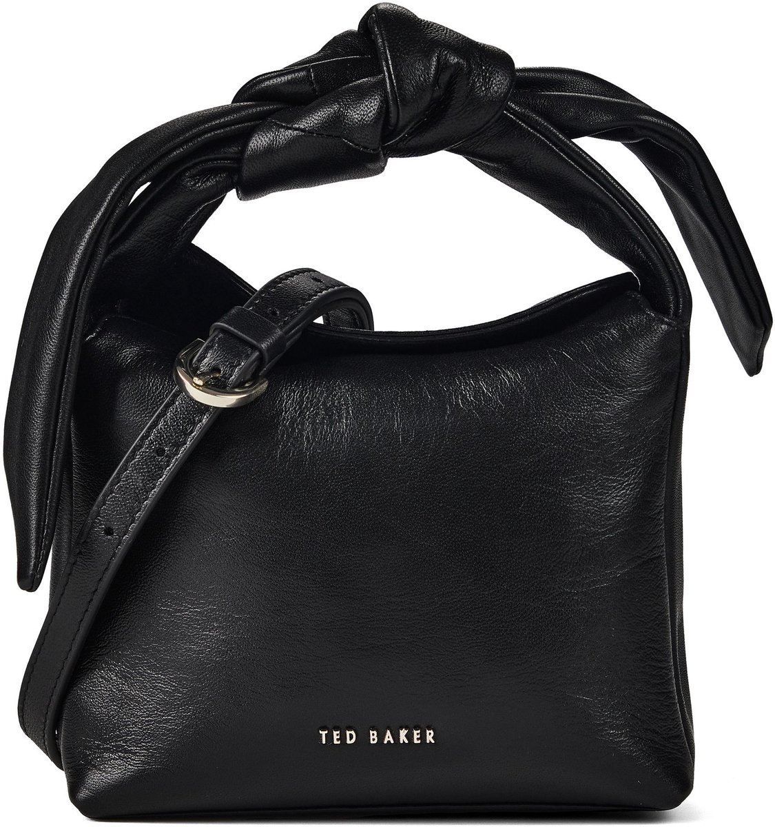 Ted Baker Leren schoudertas handtas Niyal Soft Knot Bow Leather Crossbody Bag Black zwart