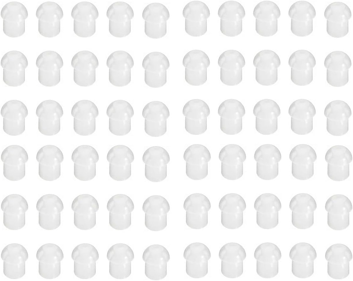 SnelShoppen - 60 Pack Witte Silicone Rubber Vervangende Paddestoel Oordopjes voor Radio Acoustic Tube Earpiece/Coil Tube Headset Geschikt voor Diverse