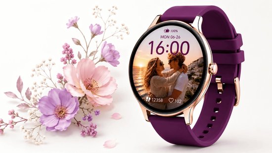 Smartwatch Dames - Bluetooth Bellen - 1.43'' AMOLED Ultra Clear Display - Ultradun Design - Hartslag, Slaap & SpO2 Monitor - Geschikt voor iPhone, Samsung & Android - 100+ Sportmodi - IP65 Spatwaterdicht - 3 Bandjes