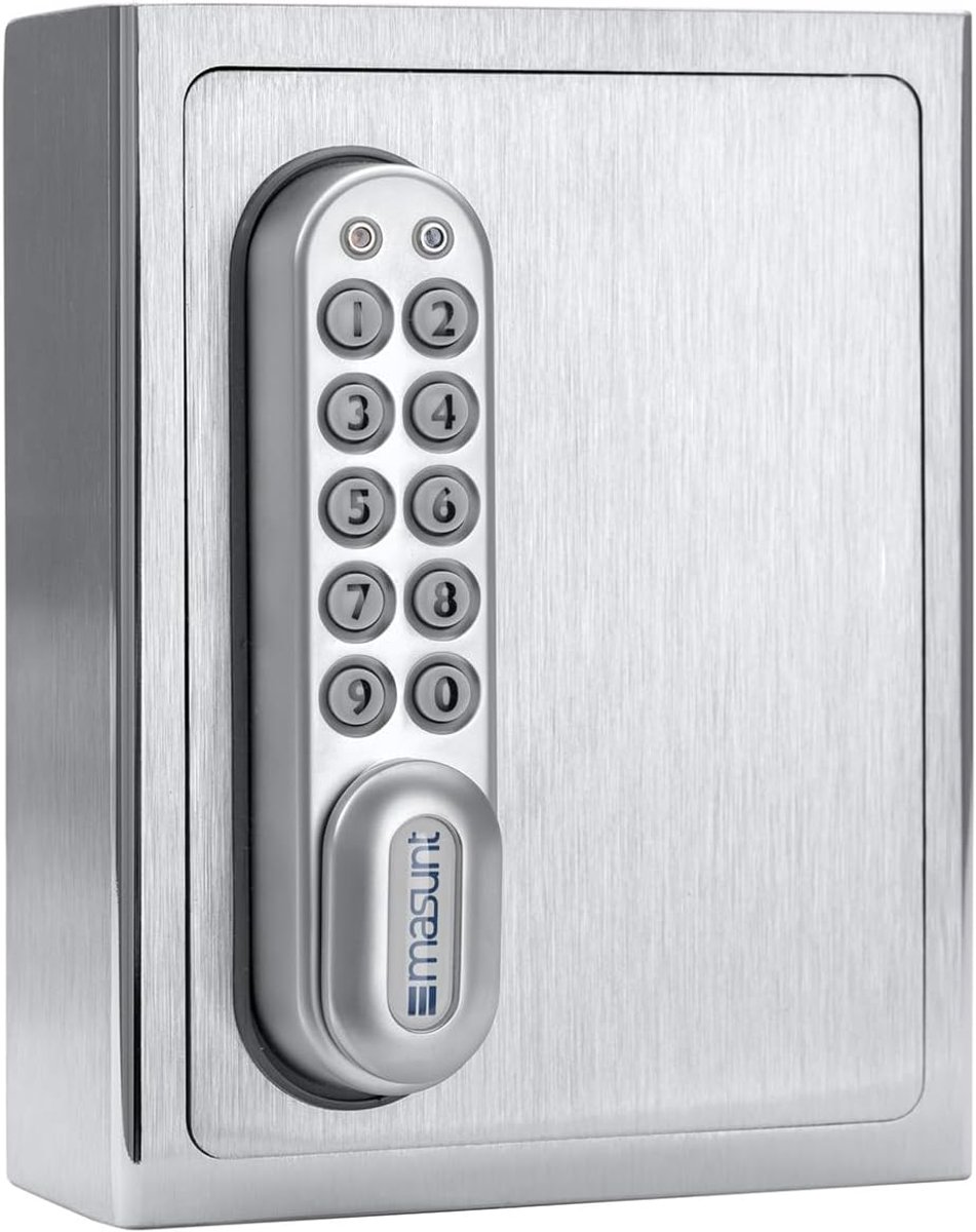 SnelShoppen - Masunt Key Safe 1120 E Code | Online Code Toewijzing | Elektronische Sleutelkluis V2A RVS | Inbraakwerend | Weerbestendig | Zilver