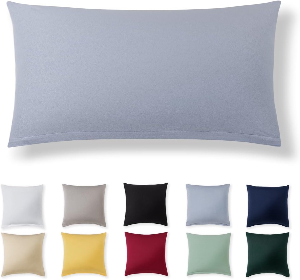SnelShoppen - Lichtblauwe Kussenhoes 40 x 80 cm - 100% Jersey Katoen - Superzacht Kussenhoezen met Ritssluiting - Ideaal voor Woonkamer, Slaapkamer en