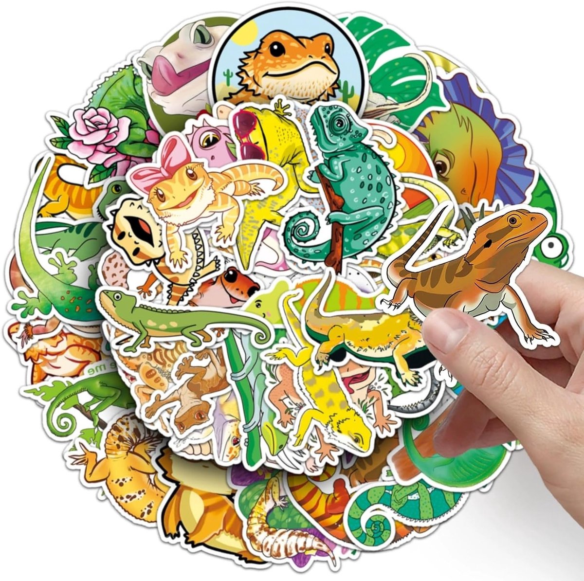 Gecko Stickers Set van 50 Stuks, Waterdichte Vinyl Stickers voor Fietsen, Laptops en Skateboards