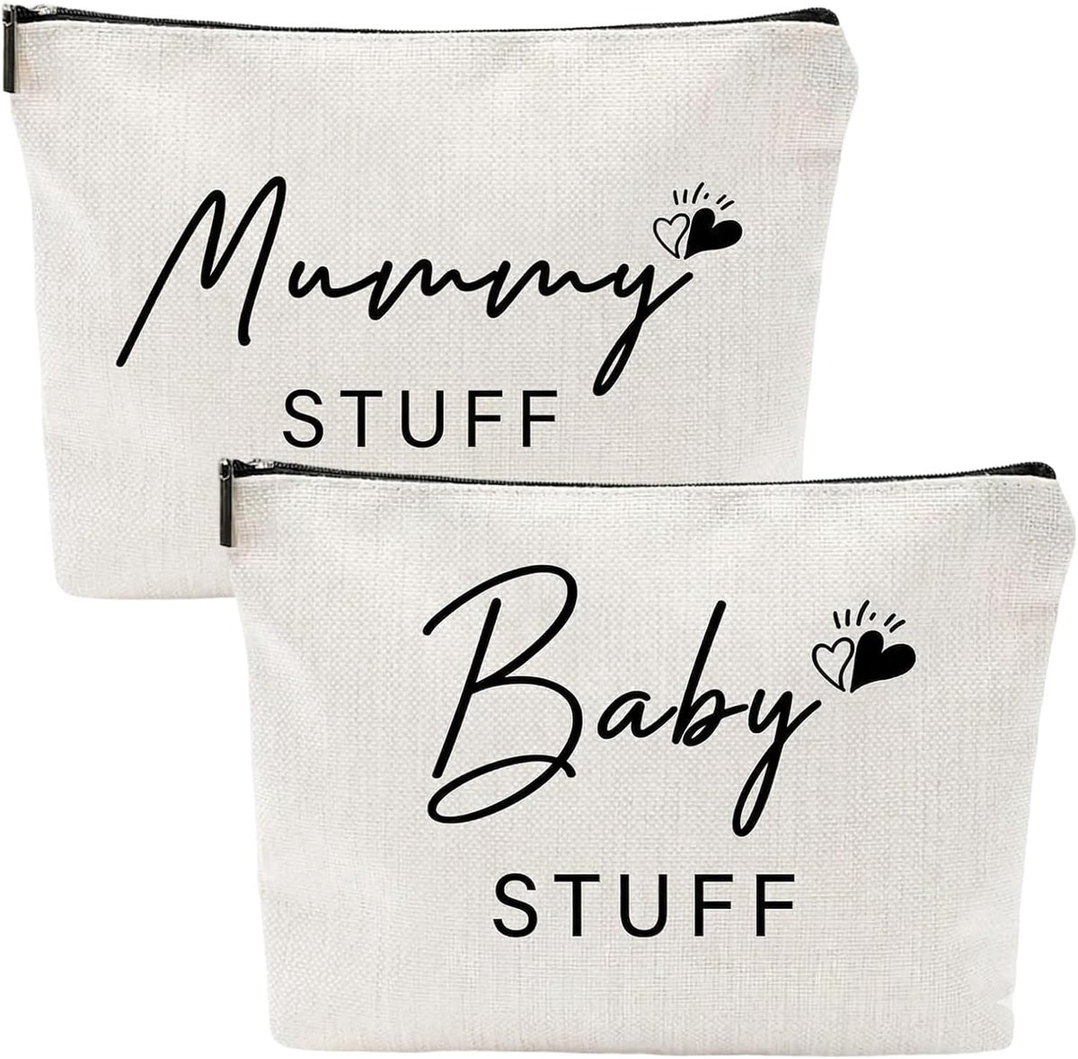 SnelShoppen - 2 cadeaus voor aanstaande moeders, babycadeau, moederdagcadeau, mama tas met ritssluiting, hoogwaardige canvas, geschenkset voor geboort