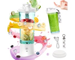 Draagbare Mixer - Smoothie Maker - Drankjes Maken - 6 Roestvrijstalen Messen - 600 ml - Wit