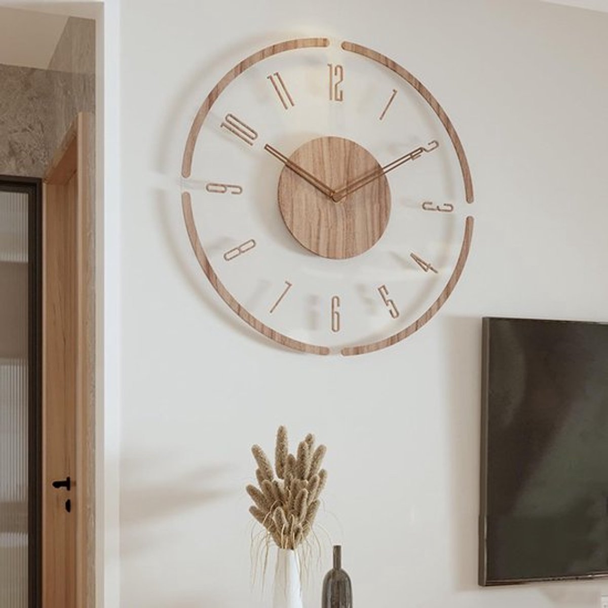 KZQ Stille Transparante Acryl Wandklok Vintage Design 30 Cm – Batterij, Geluidloos, Decoratief Voor Woonkamer En Slaapkamer