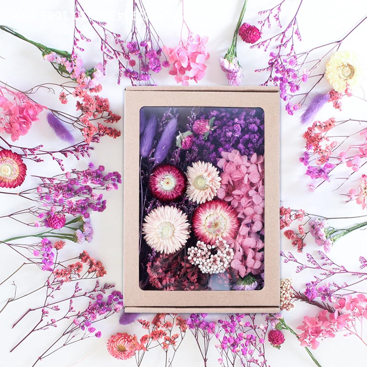 SnelShoppen - Dried Flowers voor Creatieve Klussen, Natuurlijke Gedroogde Bloemen voor Epoxyhars, Drukbloemen, Mini Decoratie, Roze Kunstbloemen, Bewa