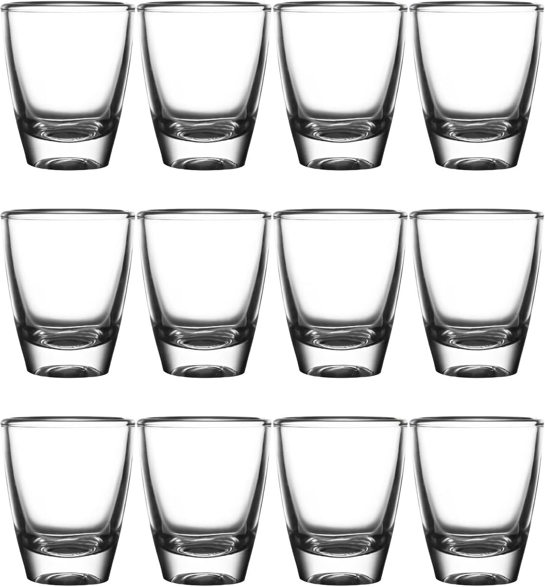 SnelShoppen - 30 ml Tequila Shot Glazen - Robuuste Glazen - 12 Stuks - Perfect voor Feestjes, Karaoke, Bars, en Familiebijeenkomsten