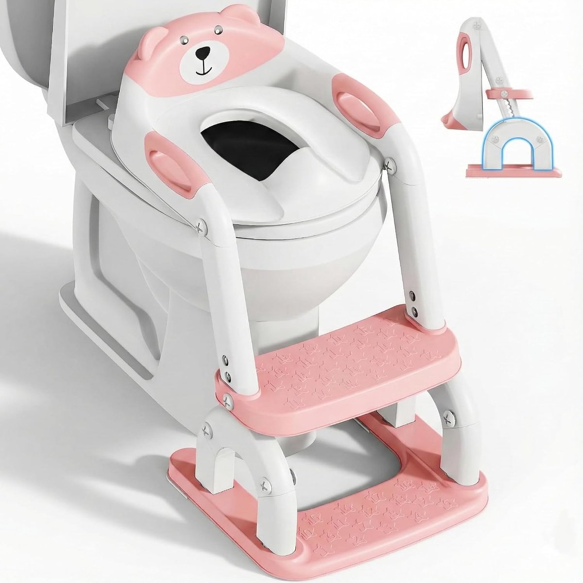 Toiletstoel voor Kinderen met Trappen - Verstelbaar en Comfortabel - Veilig Toilet Trainer voor Jongens en Meisjes - Pink