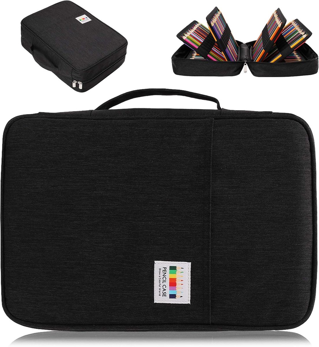 SnelShoppen - Grote Capaciteit Kleurpotlood Etui Organizer 304 Compartimenten Pennenhouder Waterdichte Opbergtas voor Gelpennen, Cosmetische Borstels,