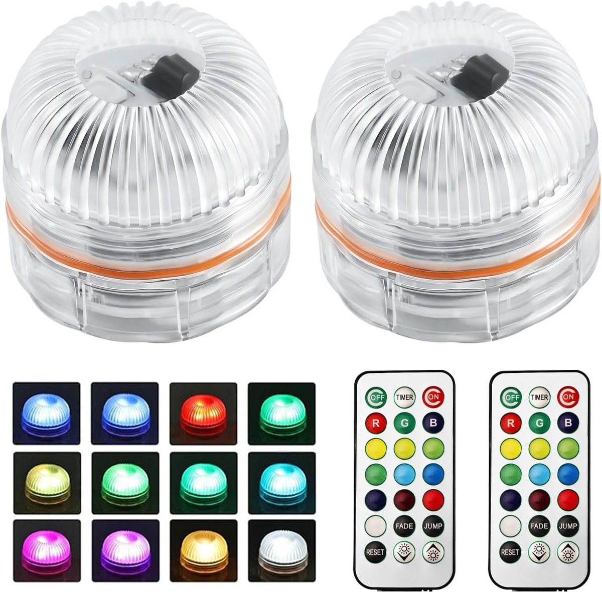SnelShoppen - Set van 2 Mini Onderwater LED Lichten met Afstandsbediening, Waterdichte RGB Theelichten voor Vijver, Zwembad, Aquarium, Feestverlichtin