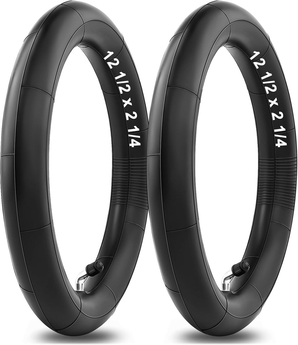 SnelShoppen - Fiets Binnenband 12 1/2 x 2 1/4 inch - Versterkte Binnenband met Zilveren Ventiel 45 Graden - Vervangende Banden voor Kinderfiets, Duowa