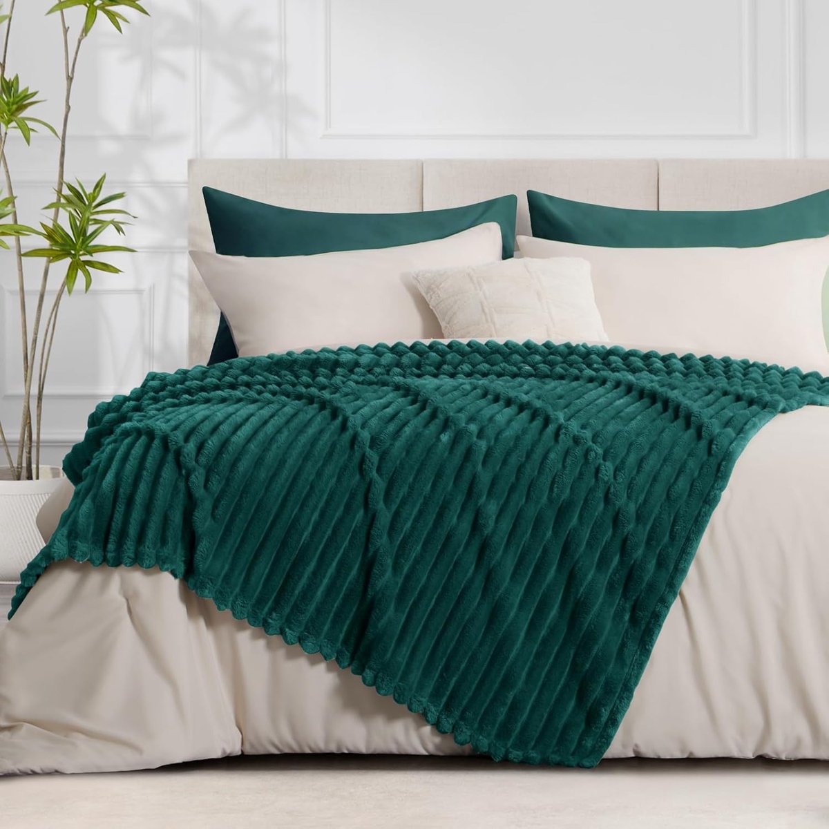SnelShoppen - Fleece Throw Blanket 230 x 270 cm - Extra Large Flanel Dekentje - Lichtgroen 100% Microfiber - Zachte Warme Bed- en Sofa Dekens voor Elk