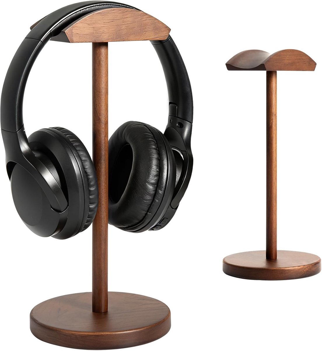 SnelShoppen - Walnoot Houten Hoofdtelefoonstandaard - Heavy Duty Hoofdtelefoonhouder voor Gaming Headsets - Stijlvolle Bureauaccessoires - Geschikt vo
