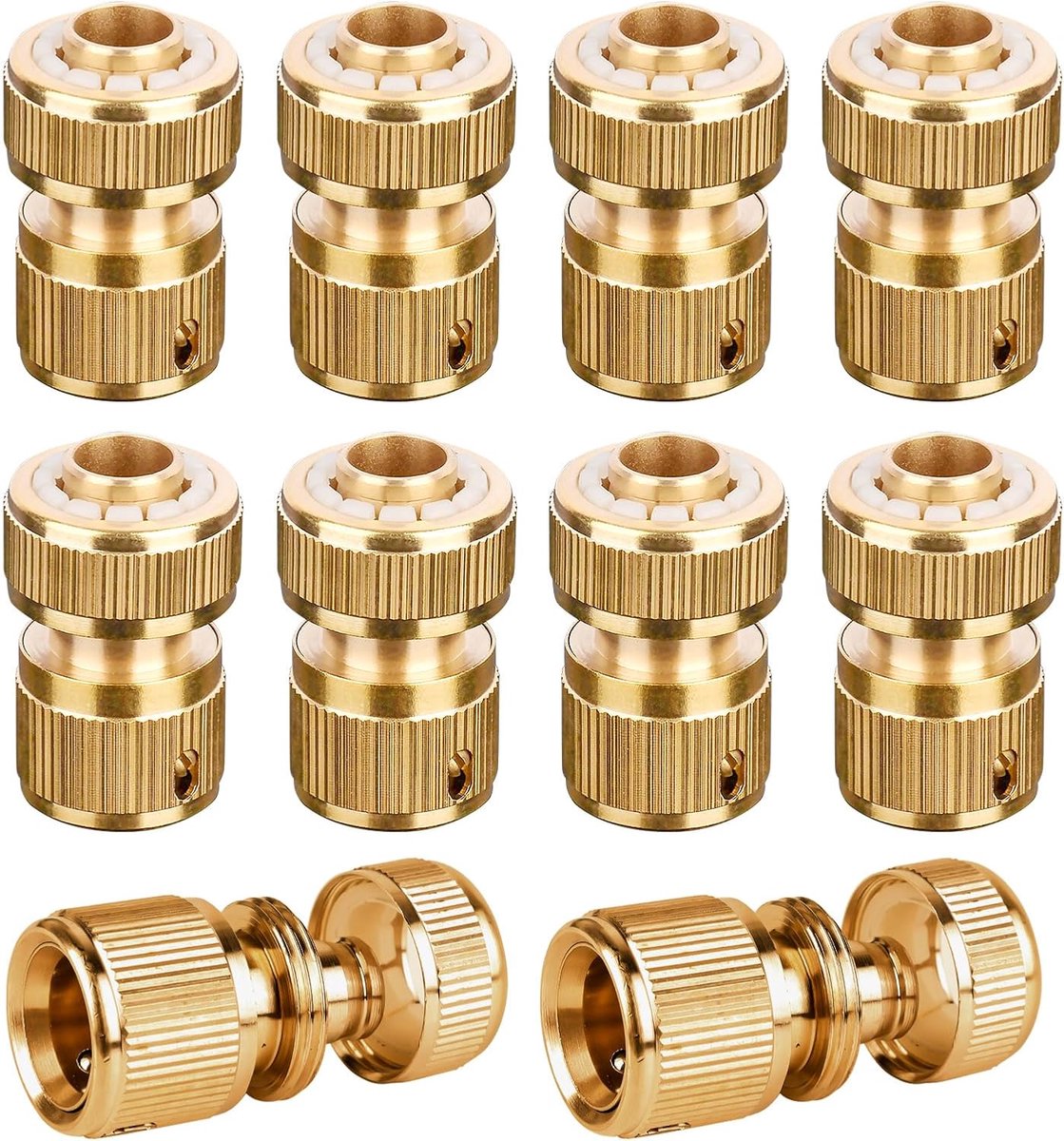SnelShoppen - 10x 1/2 inch Tuinslang Koppeling, Snelle Verbinding, Messing Slangconnector, Tuinaccessoires voor Buiten, Universele Slangadapter, Tuini