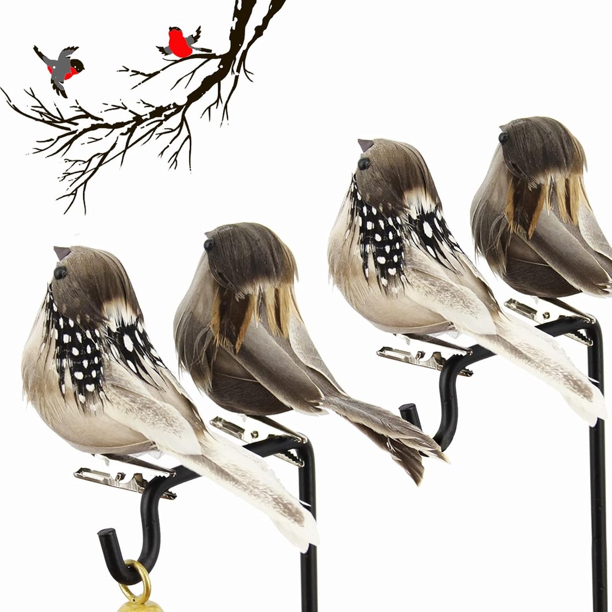 SnelShoppen - Kunststof Vogel met Veertjes - Realistische Miniatuur Vogels met Clip voor Decoratie - Perfect voor Pasen, Tuin, Bruiloft en Feestdagen