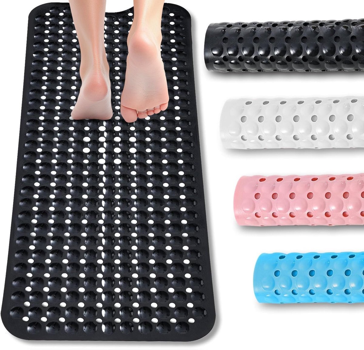SnelShoppen - Luxe Zwarte Badmat - Antislip, Waterabsorberend, Geschikt voor Badkamer, Douche, en Toilet - 50x80 cm - Modern en Stijlvol