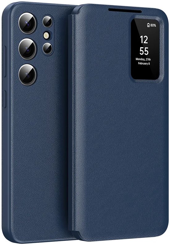 Étui adaptée pour Samsung Galaxy S22 Ultra - Coque portefeuille Techsuit SmartView - Bleu