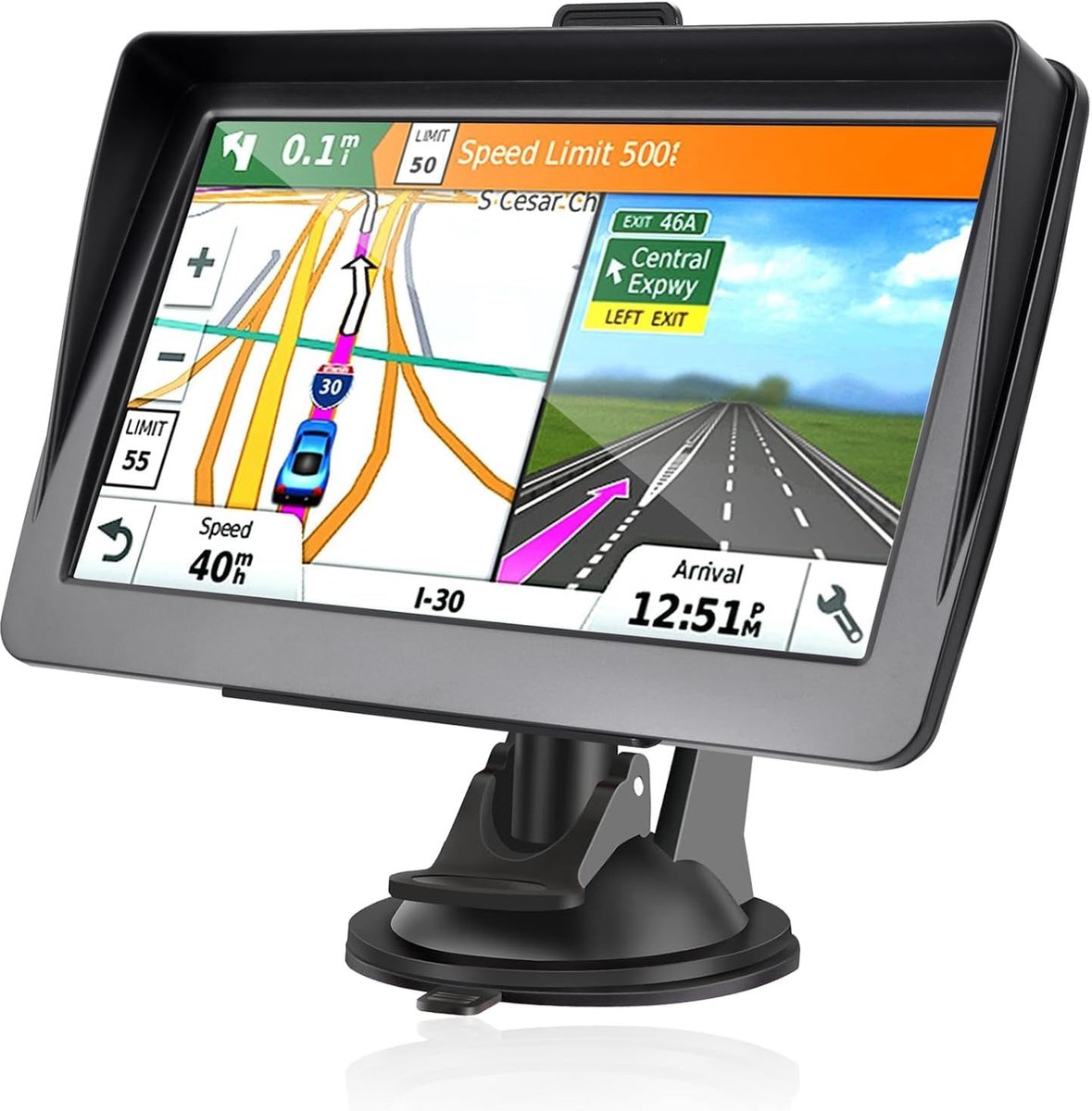 SnelShoppen - GPS Navigatie Auto 7 Inch 2025 - Europa Kaarten, Gratis Updates, Snelheids- en POI Alarm, Stemgeleiding voor Camper/Truck