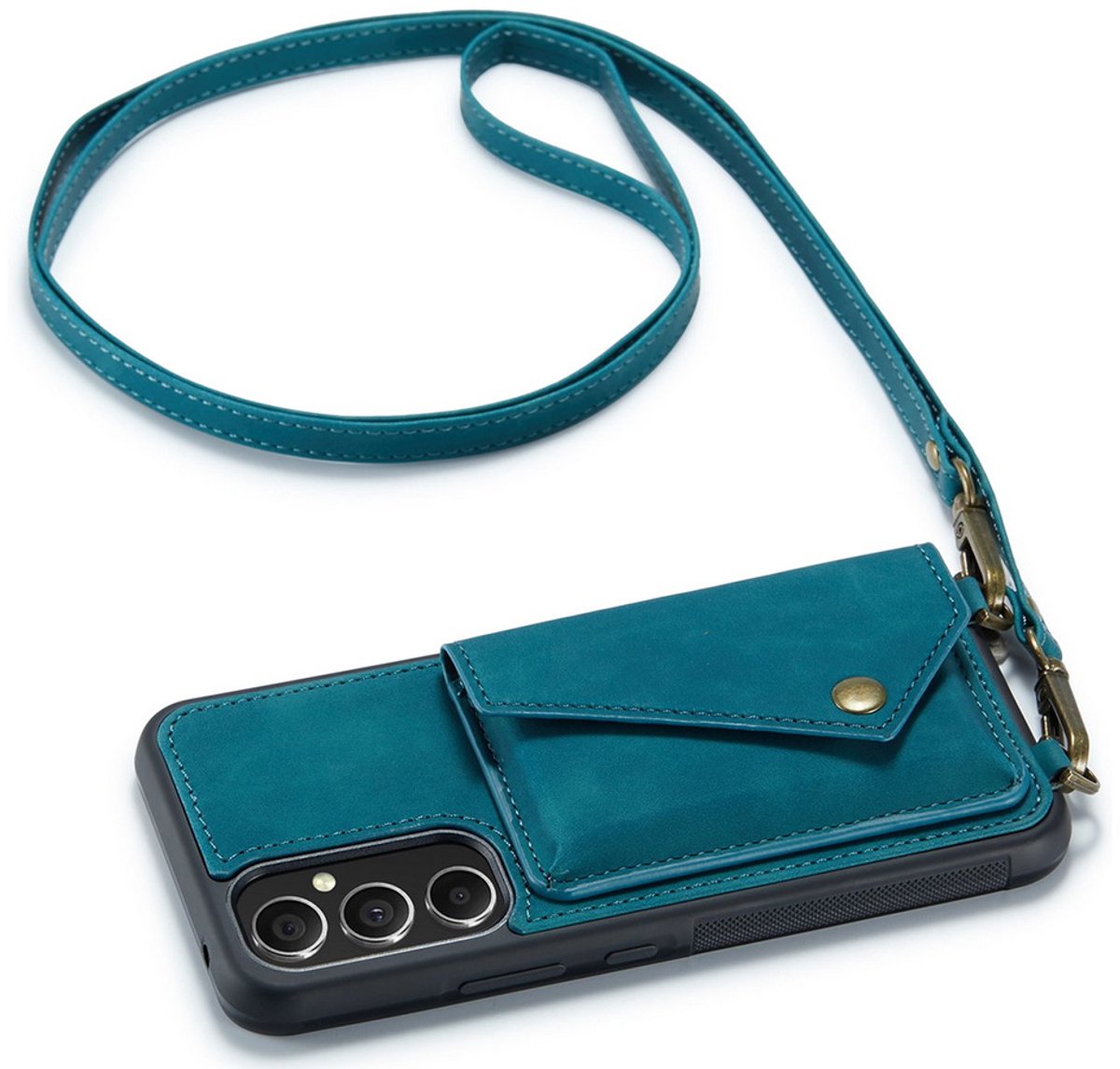 CaseMania Backcase hoesje geschikt voor Samsung Galaxy A54 - Effen Groen - Kunstleer