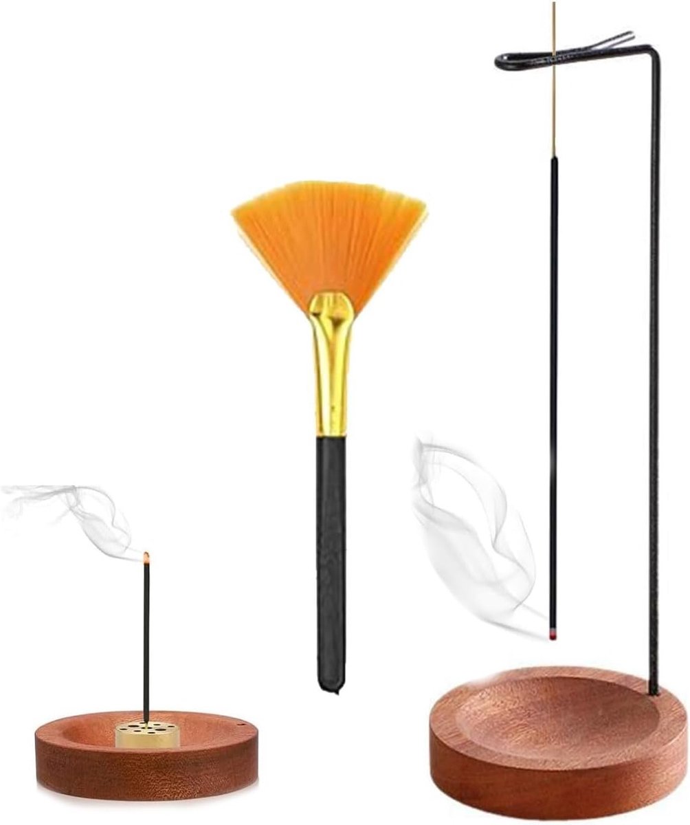 Retro houten wierookhouder 2 in 1, omgekeerde wierookbrander met 9 gaten, ideaal voor yoga, meditatie en interieurdecoratie