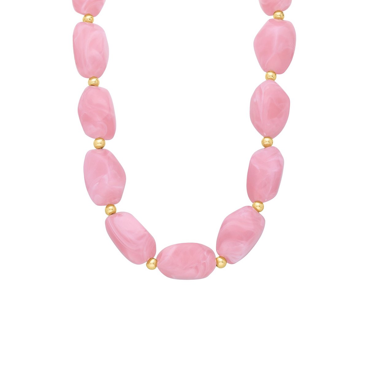 Lucardi Dames Stainless steel kralenketting voor dames - Ketting - Staal - Goudkleurig - 47 cm