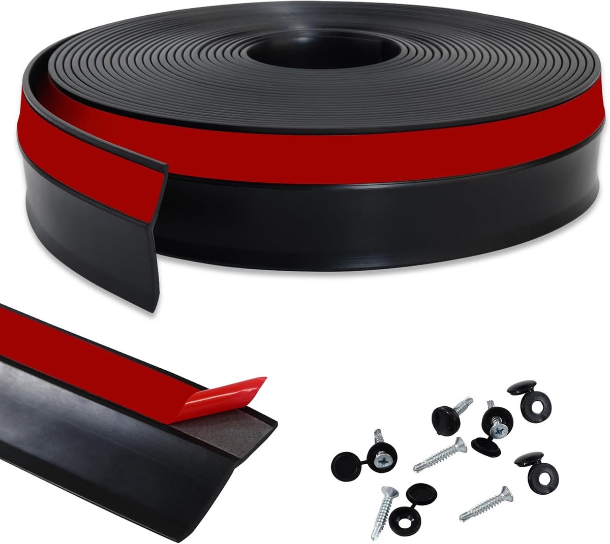 Garagedeur tochtstrip - zelfklevend - 10 m - zwart