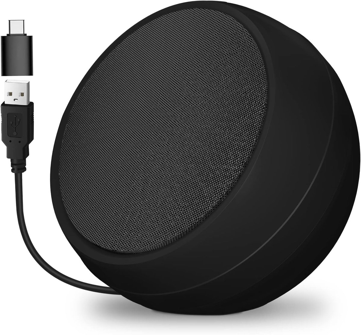 SnelShoppen - Mini USB Speakers voor PC - Compacte 2.0 Stereo Laptop Speakers - Plug and Play - 45° Bullet Star Design - Zwart - Ideaal voor Thuis, Ka