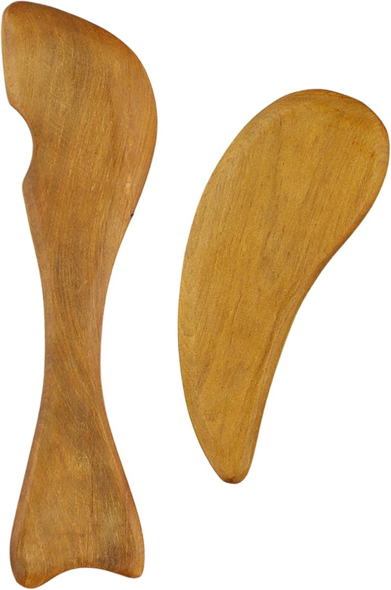 SnelShoppen - Gua-Sha Massager Set van 2 Stuks | Houten Gua Sha Massage Tool met Vissstaartvorm | Perfect voor Benen en Rug | Duurzaam en Ergonomisch