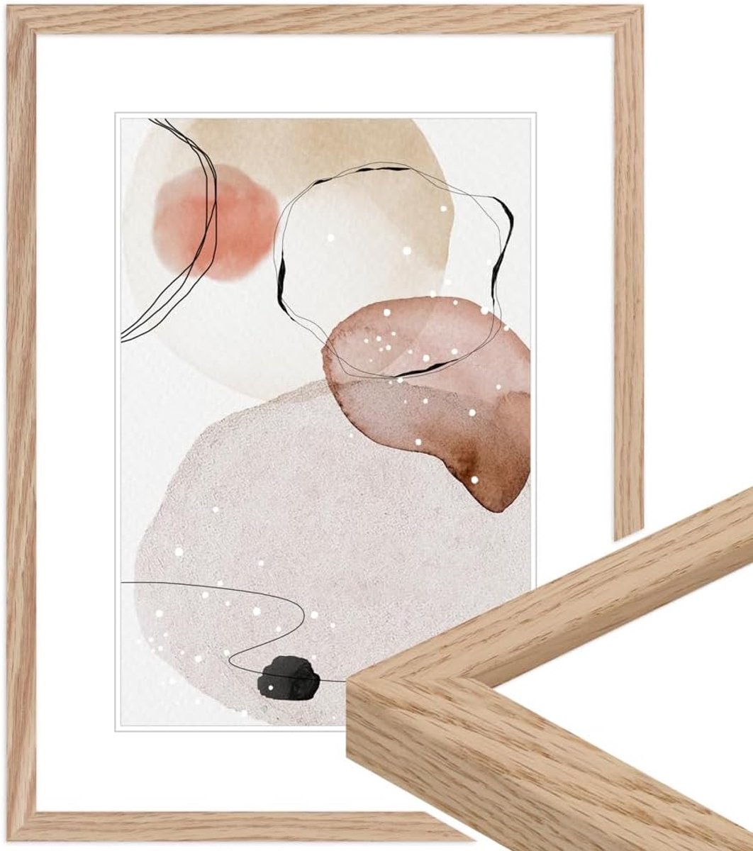 SnelShoppen - Wandlijst Houten Foto Lijst Eiken 21x29.7 cm DIN A4 Modern Design voor Hangend Gebruik, Perfect voor Certificaten en Posters