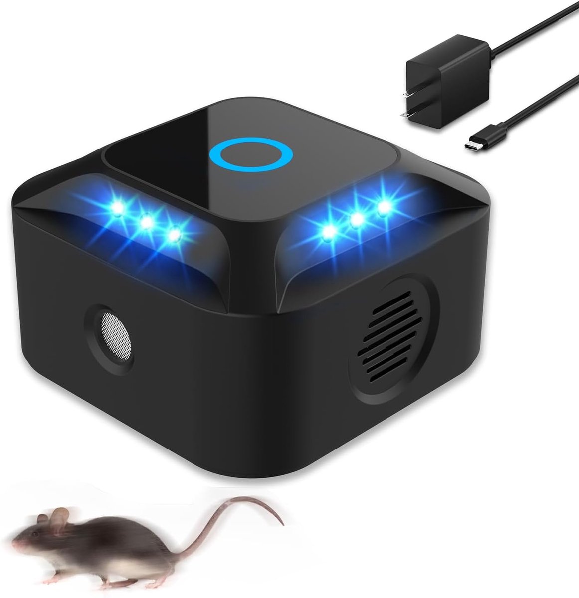 SnelShoppen - Ultrasonic Mouse Repellent - Intelligent Frequencies, Draagbaar Ongediertebestrijdingsmiddel voor Muizen, Vossen, Raccoons en Rodents -
