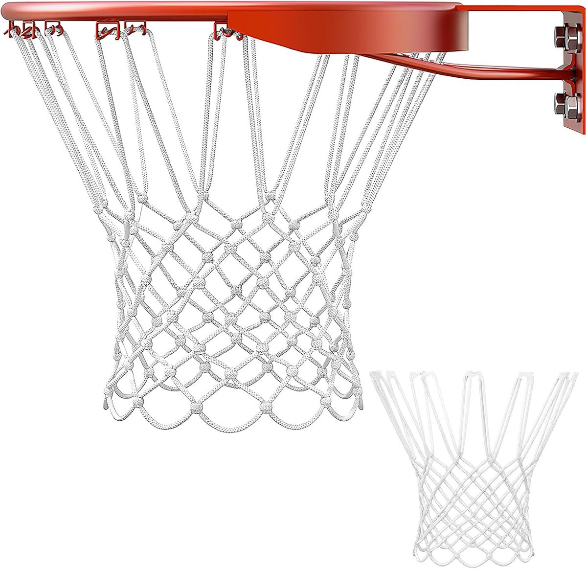 SnelShoppen - 2 Pack Weerbestendige Basketball Netten, Duurzaam Nylon voor Standaard Basketball Hoepels, Wit - Ideaal voor Buiten en Sport