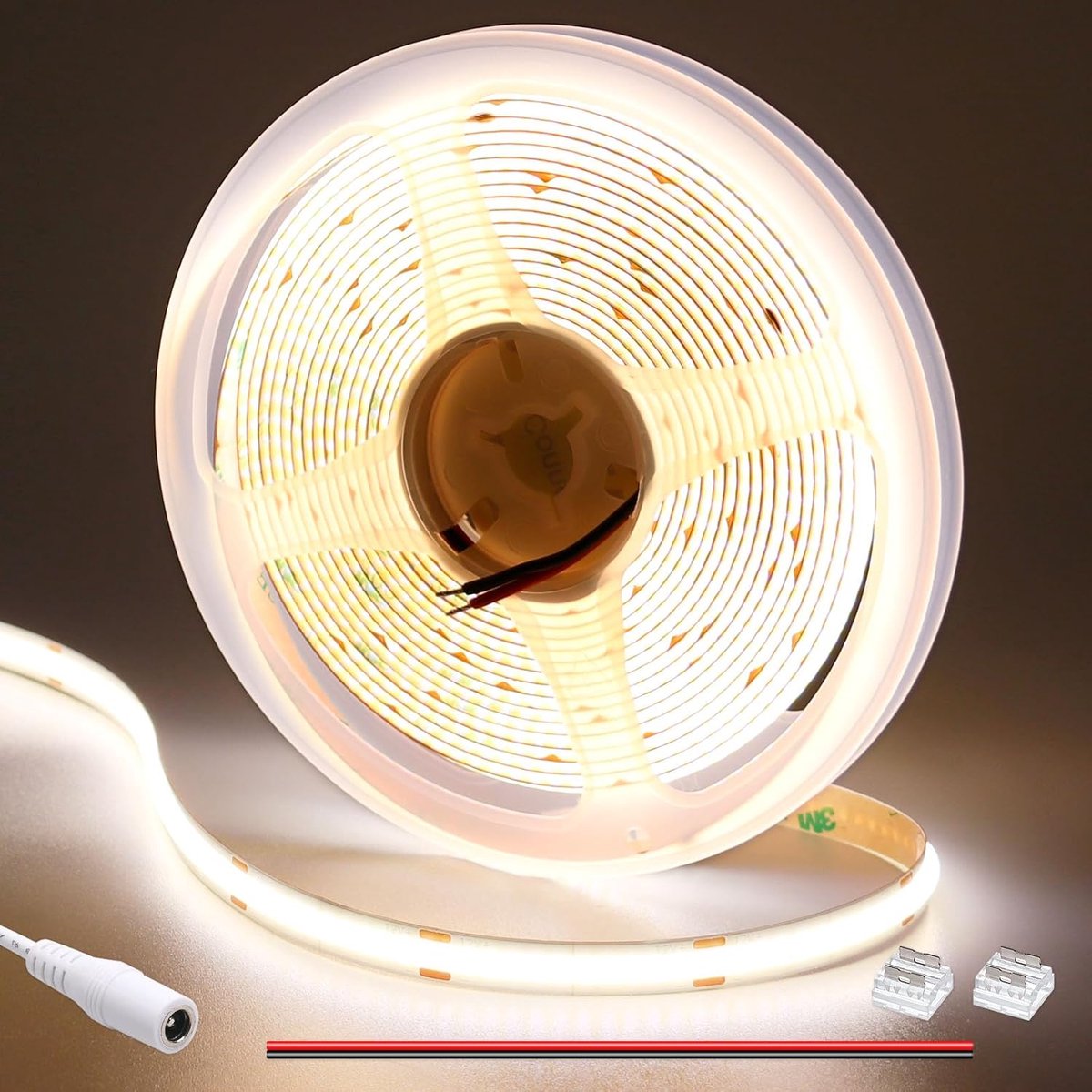 SnelShoppen - 12V COB LED Strip Natuurlijk Wit 4000K 5M 1560LEDs 11W/M CRI 93+ Voor DIY Sfeerverlichting in Slaapkamer, Keuken en Woonkamer - Zelfklev