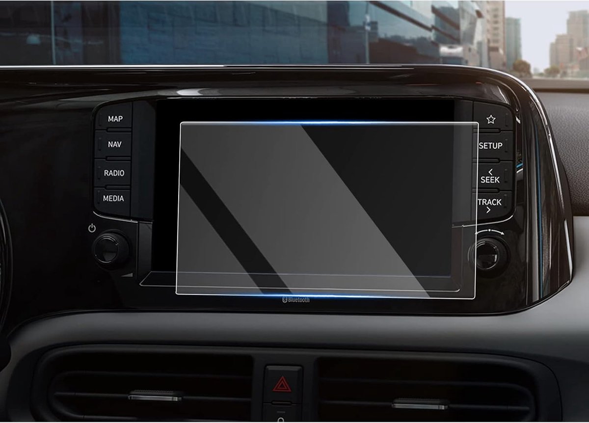 SnelShoppen - Navigatiescherm Bescherming Hyundai i10 2020-2025 - Tempered Glass 9H Krasbestendig 8 Inch GPS Transparante Screen Protector Auto Access