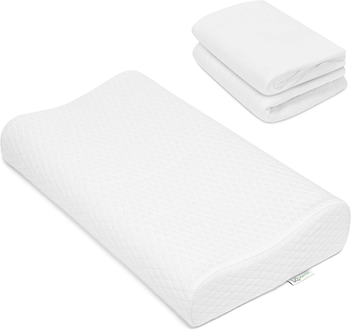 SnelShoppen - Orthopedisch Nekkussen met 2 Hoesjes - Visco Elastisch Gel Schuim - 60 x 35 cm - Perfect voor Zij- en Rugslapers - Inclusief Katoenen en