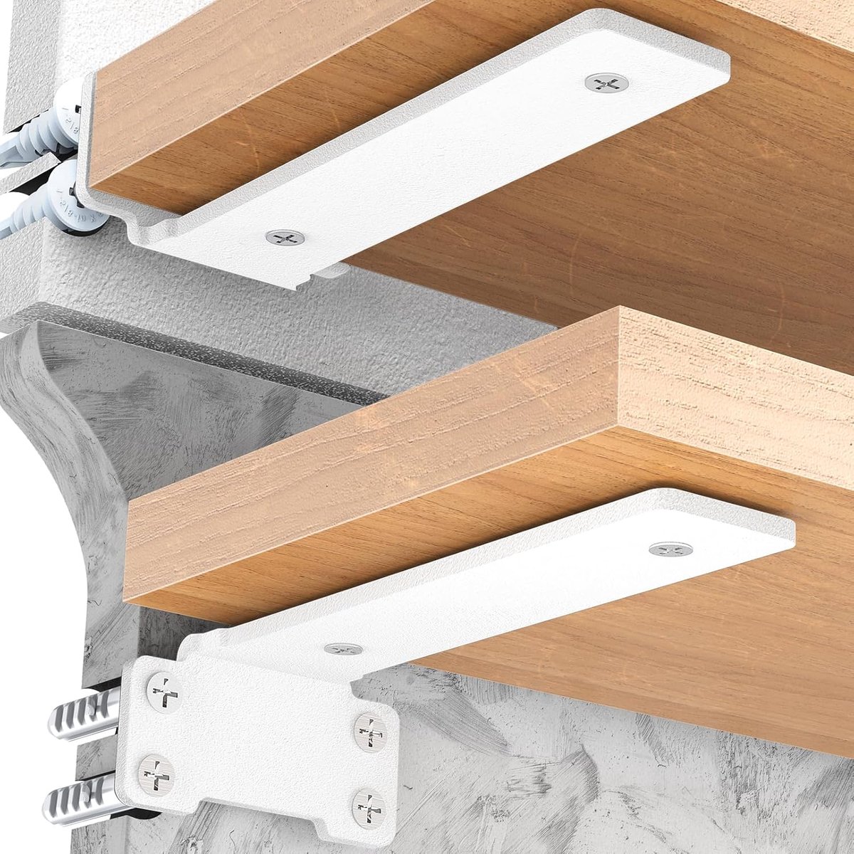 SnelShoppen - 4 Stuks Stevige Plankdragers 20 cm - Sterke Hoeksteunen tot 75 kg - Robuust Ijzer - Witte Wandplanken Steun voor Huiskamer, Keuken, Gara
