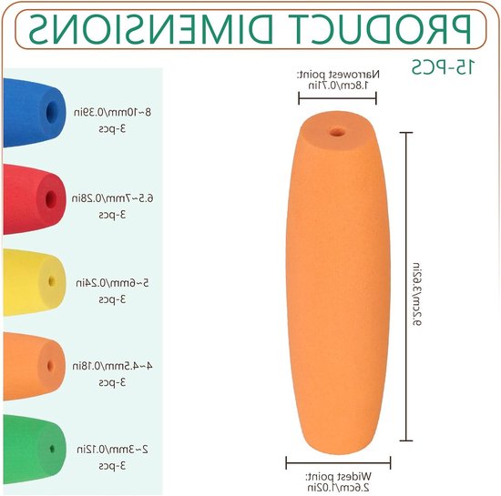 Zachte en ergonomische haaknaaldgrepen van EVA-schuim, 15 stuks voor comfortabel breien, geschikt voor artritis en DIY-projecten, meerkleurig — afbeelding 5