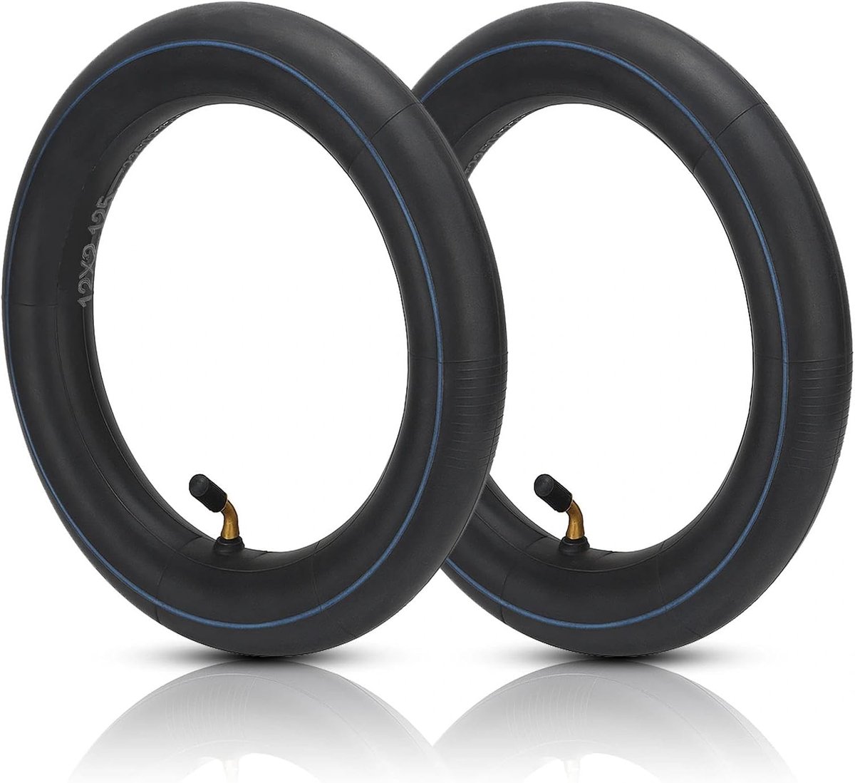 SnelShoppen - 2 x 30.5 cm Duwwagenbanden met 45 Graden Ventiel, 12 x 2 1/8 Inch Dikke Butyl Rubber Banden voor Duwwagens, Driewielers, Balansfietsen e