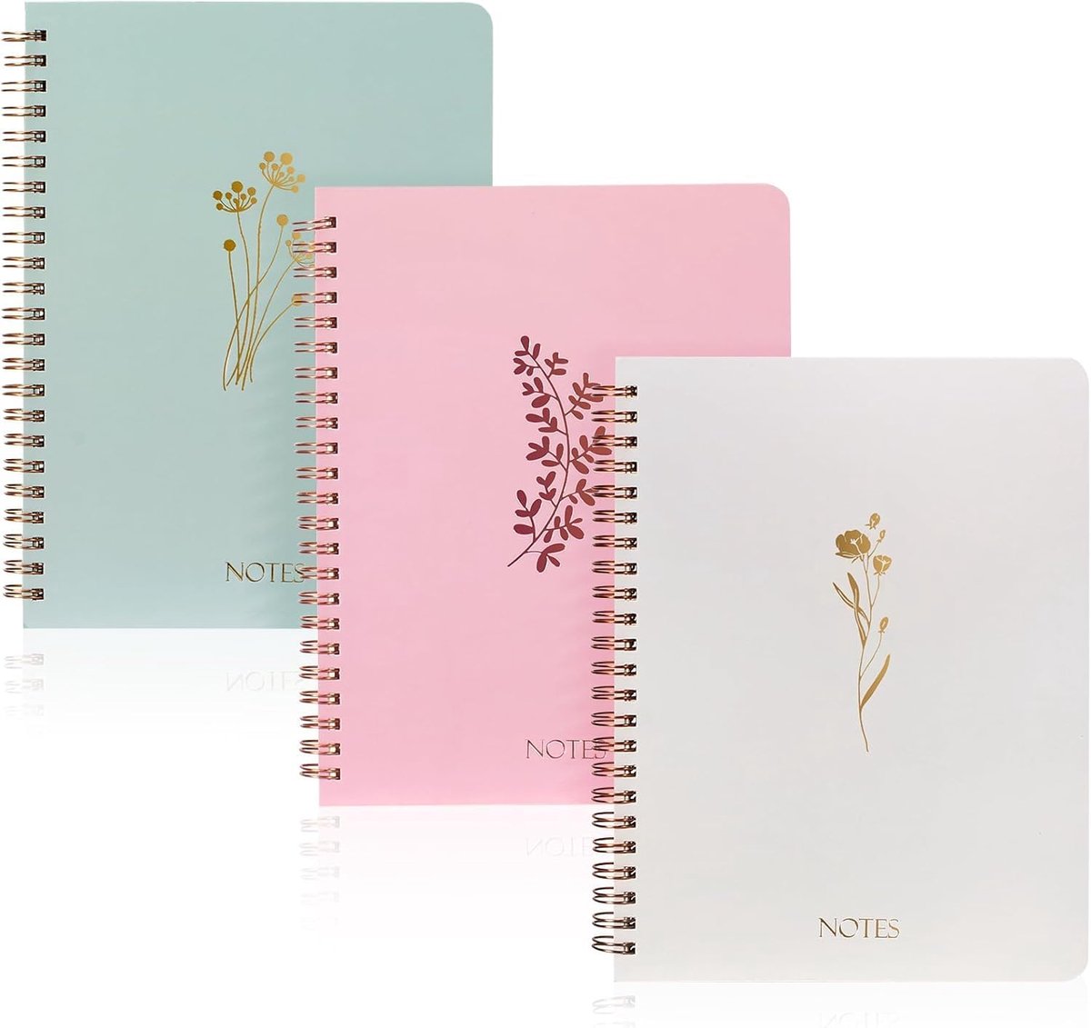 SnelShoppen - 3 Stuks Aesthetische Spiral Notitieboek voor Vrouwen, Hardcover College, Lijn en Horizontaal, Schattig Journal Notitieboek met Grote Poc